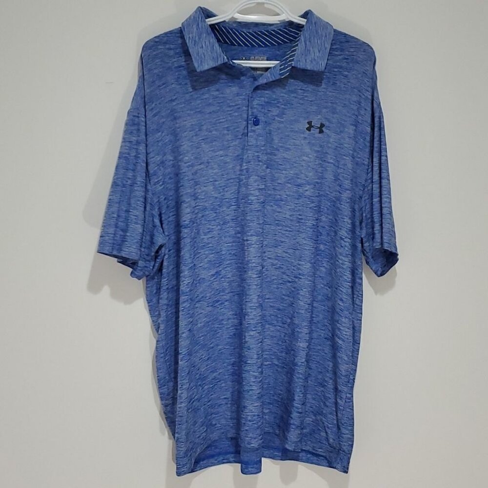UNDER Armour 2XL blue heatgear loose fit polo short sleeve
